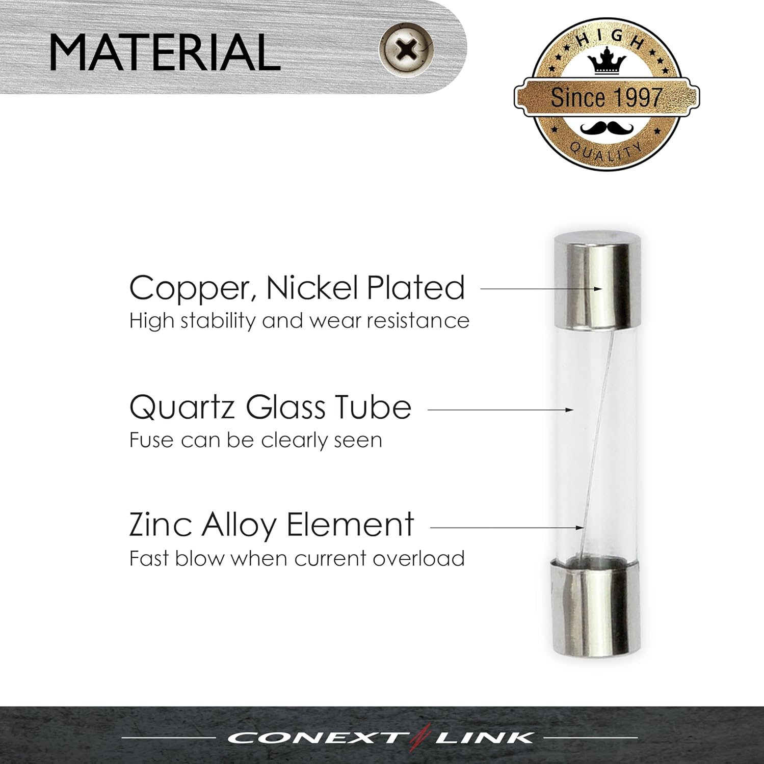 Conext Link AGC5-25 Series Nickel AGC Glass Tube Fuse 25 Pack 5 Amp image number 2