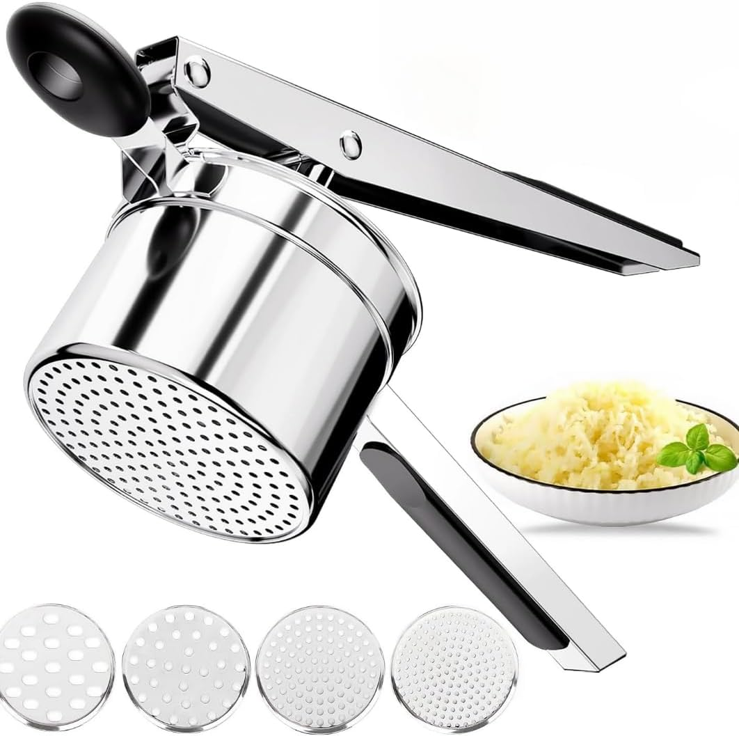 Stainless Steel Potato Ricer &ndash; Large Capacity with 4 Interchangeable Discs for Smooth Mashed Potatoes, Vegetables, Fruits, Baby Food &ndash; Durable, Rust-Resistant, Easy Clean Kitchen Tool image number 6