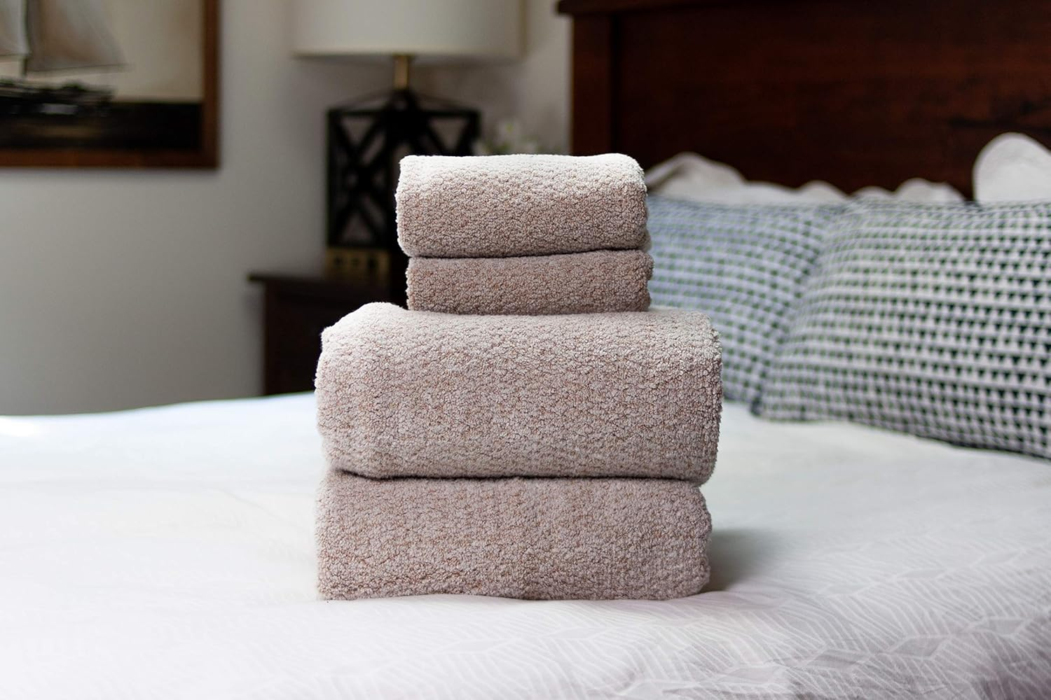 Everplush Diamond Jacquard Quick Dry Bath Towel, (Pack of 1) (30 X 56 In), Khaki (Light Brown) - Aquamarine image number 7