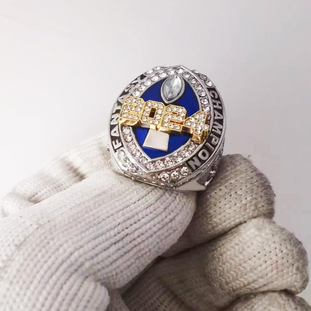 Noblehead Fantasy Football Ring 2024| Heavy FFL Champion Ring | Gold Silver Tone Plated Award Trophy for Fantasy Football League Winner image number 1