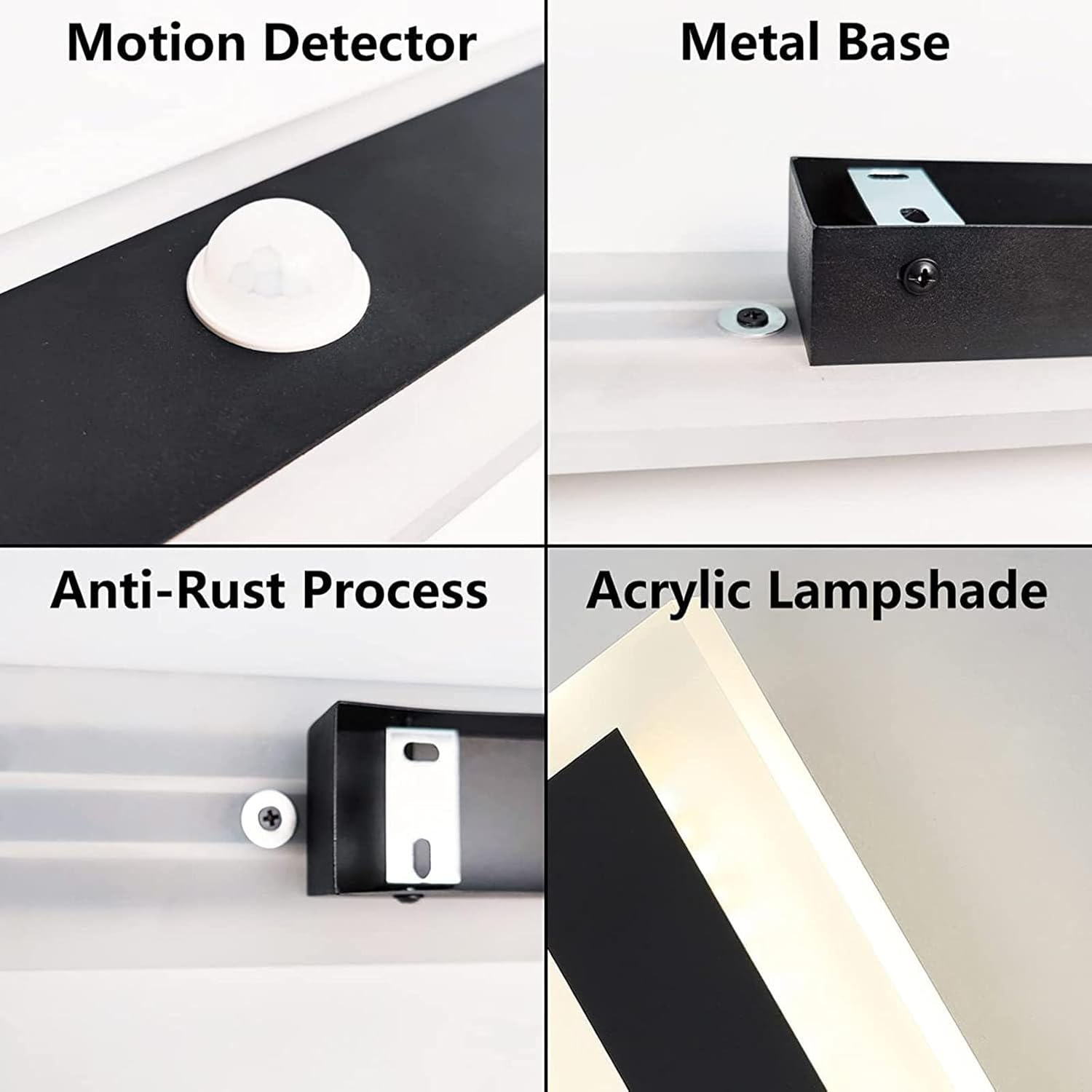 Outdoor Long Wall Light with Motion Sensor Wall Lights Black Modern Porch LED Wall Mounted Sconce Acrylic outside IP65 Rain Rating Wall Lamp for Patio Garage Garden (100CM,C Neutral Light 4000K) XXZ