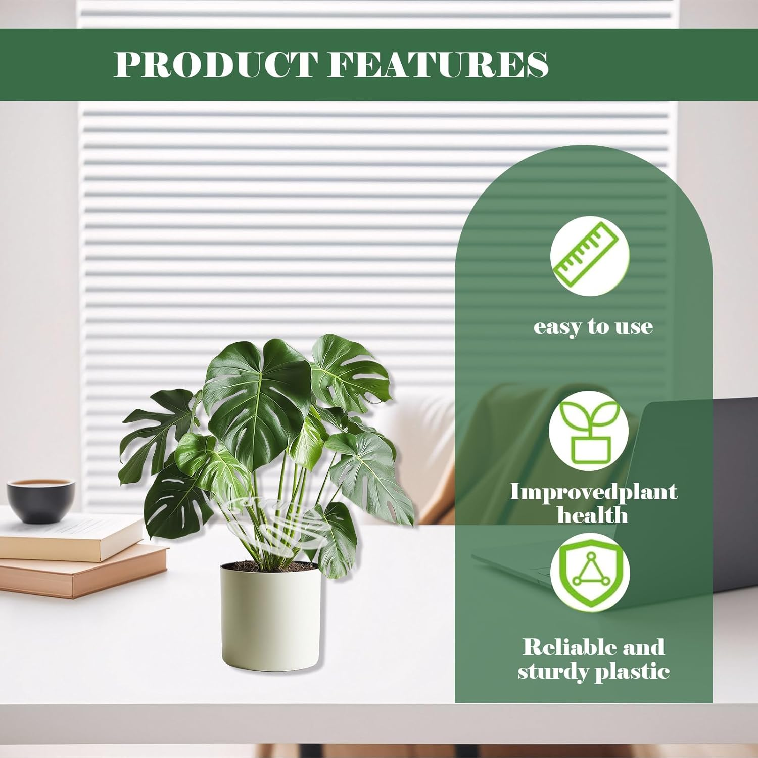 4 Pcs Monstera Plant Support, Wear Resistant Plant Stakes, Plant Stem Support, Unique and Aesthetic Turtle Shell Bamboo Clamp Set Suitable for Flowers, Herbs, Keeps Tame and Growing Vertical image number 5