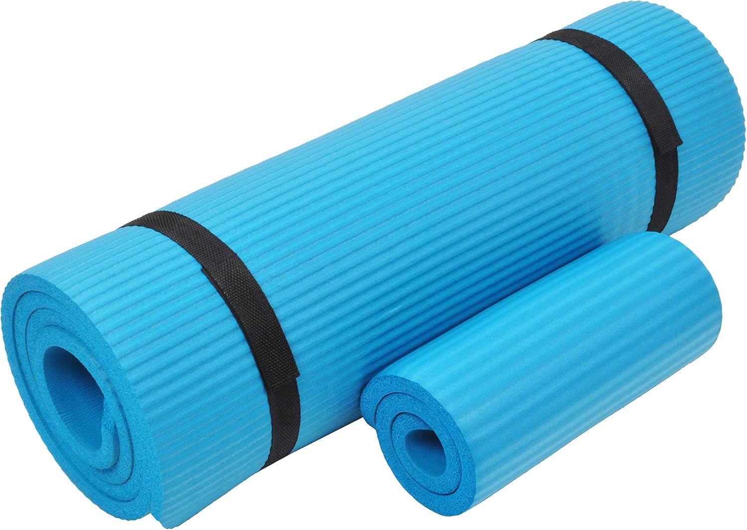 Signature Fitness 1/2-Inch Extra Thick High Density Anti-Tear Exercise Yoga Mat with Knee Pad and Carrying Strap, Multiple Colors