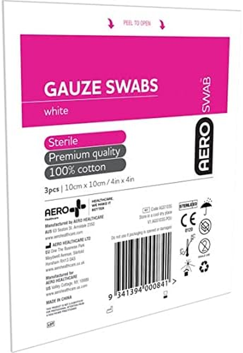 Aero Healthcare Aeroswab 8Ply 25 Pieces Gauze Swab Box of 3 10 X 10Cm, 75 Count (Pack of 2) image number 1