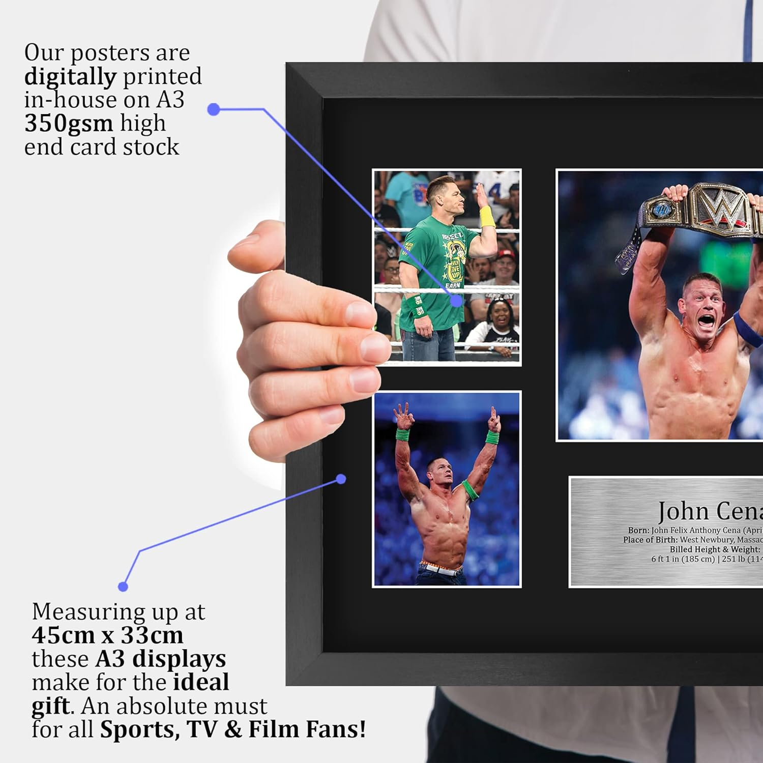 HWC Trading FR A3 John Cena Wrestling Gifts Printed Signed Autograph Picture for WWE & WWF Memorabilia Fans - A3 Framed image number 5