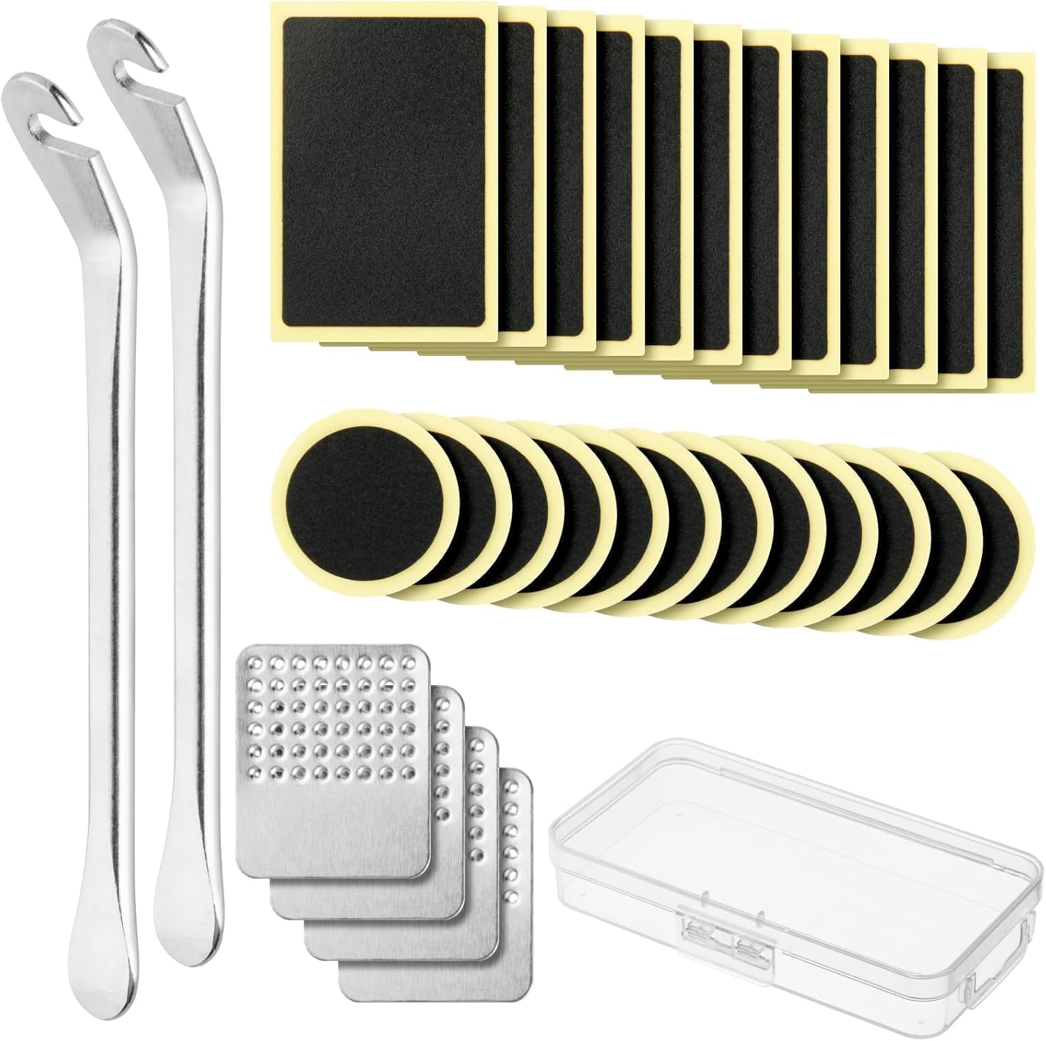 Bike Tire Repair Kit46 Pcs,With 2 Premium Stainless Steel Levers Flat Tire Repair Kit Tire Patch Kit Tire Patch Flat Tire Repair Kit for MTB Ebike Valve Stem Puller Installer Tool image number 5
