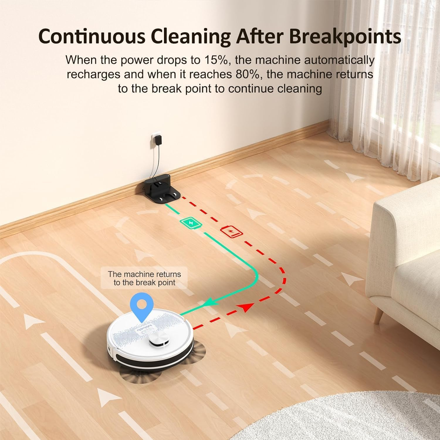 Lubluelu Robot Vacuum and Mop Combo 4000Pa, 2 in 1 Robotic Vacuum Cleaner, Lidar Navigation Laser, 5 Editable Map,10 No-Go Zones, App/Alexa, Intelligent Vacuum Robot for Pet Hair, Carpet, Hard Floor image number 3