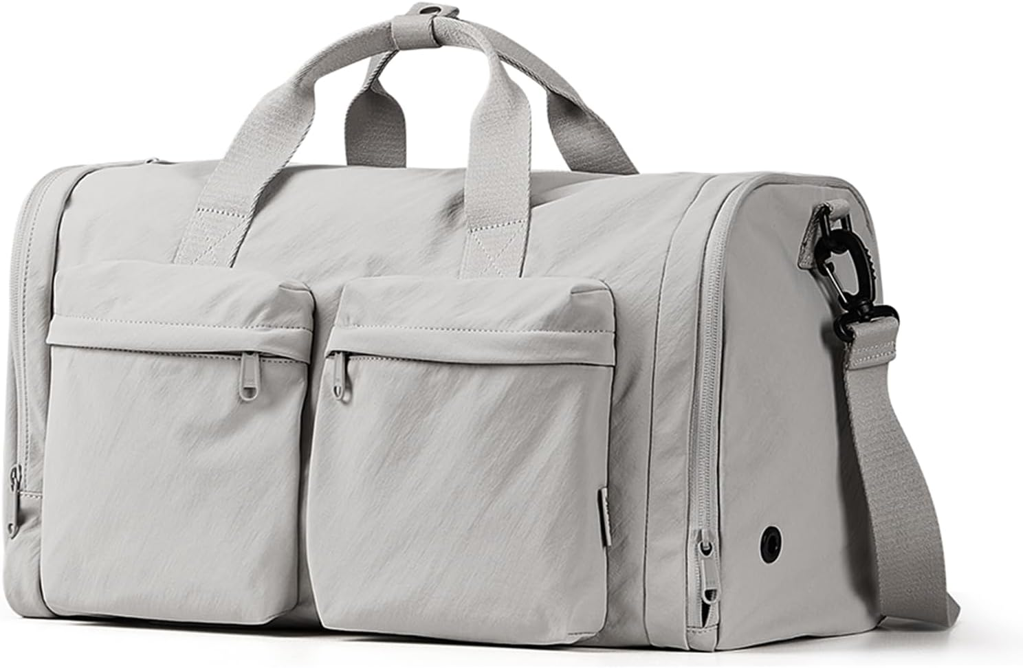 AJI Gym Bag for Women Men with Shoes Compartment, 3 in 1 Carry on Travel Duffel Bags with Trolley Sleeve, Water Resistant Gym Duffel Bag for Travel, Sports, Fitness & Workout (Elegant Gray)