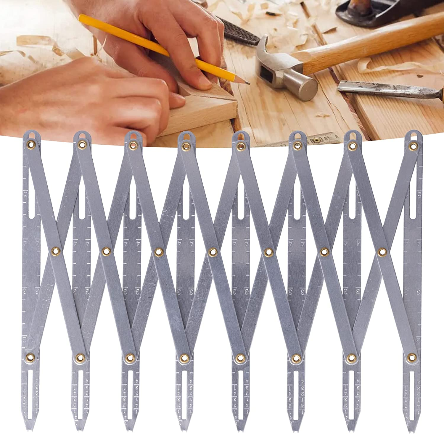 Expanding Sewing Gauge, Aluminum Sewing Gauge Quilting Button Sewing Tool Quilting Ruler Set Expanding Equal Space Divider Retractable Button Maker for Pleats Crafts image number 4