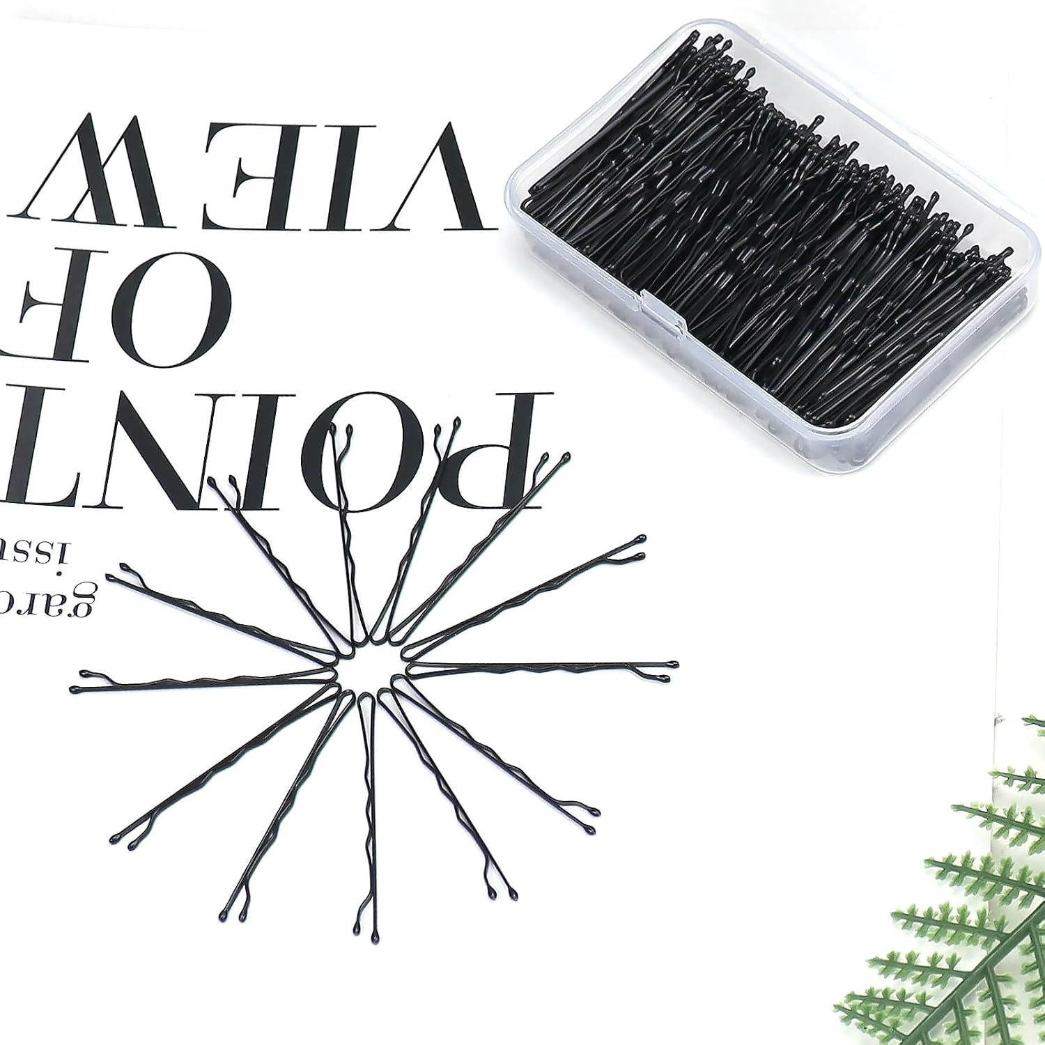 Kavya 200 Pieces Metal Hair Clips, 5 Cm Wave Shape Bobby Pins, Hairpin Set for Women Girls and Hairdressing Salon, with Storage Box (Black) image number 2