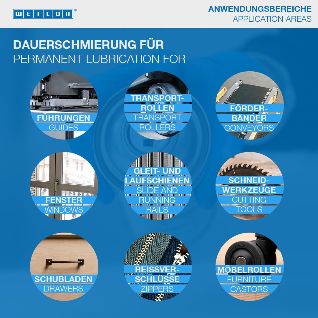 Weicon PTFE Spray 400Ml | Dry Lubricant with Non-Stick Effect | Grease-Free | White image number 4