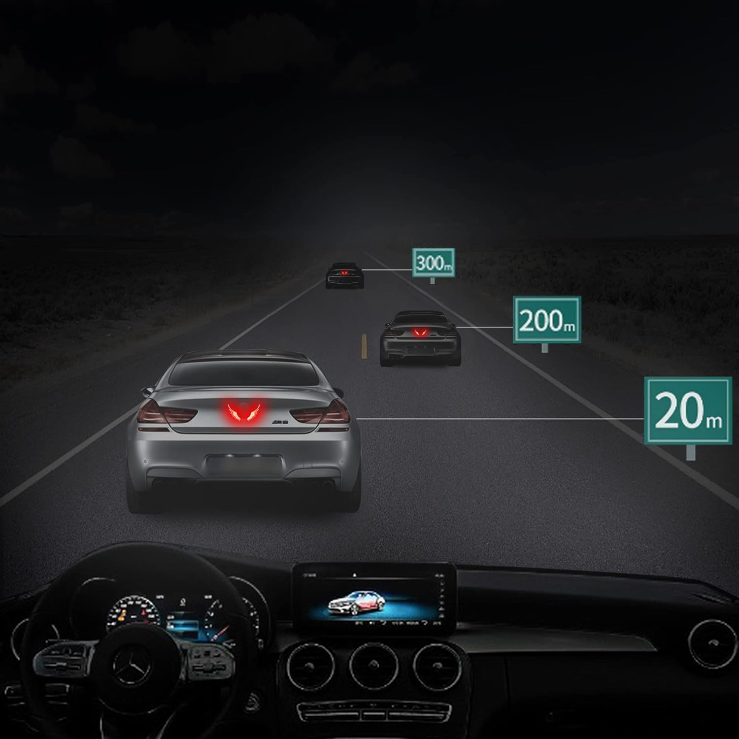 TOMALL 5 Pair Reflective Angel Wings Stickers for Car Safety Warning High-Intensity Night Visibility Anti-Collision Reflective Decals Waterproof for Car Logo Rearview Mirror image number 2