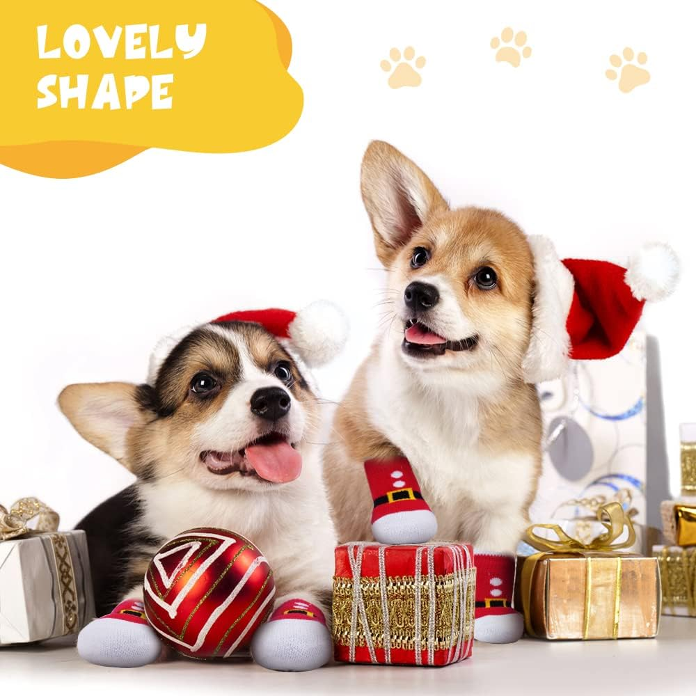 AUAUY anti Slip Dog Socks, Pet Paw Protector, Suitable for Small Medium Dogs and Cats Indoor Outdoor Walking (M-Pink) image number 2