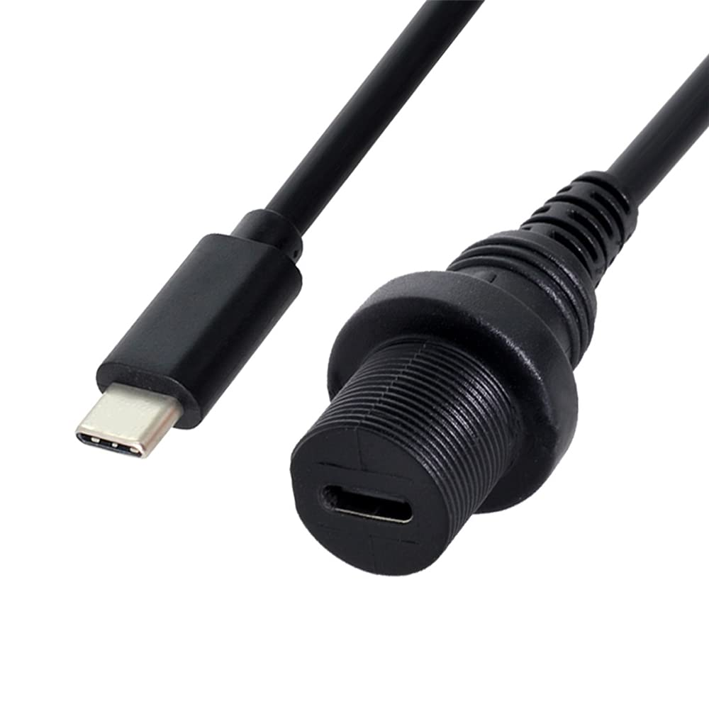 NFHK Waterproof USB-C Type-C USB 3.1 Extension Flush Car Mount Extension Cable for Dashboard Panel