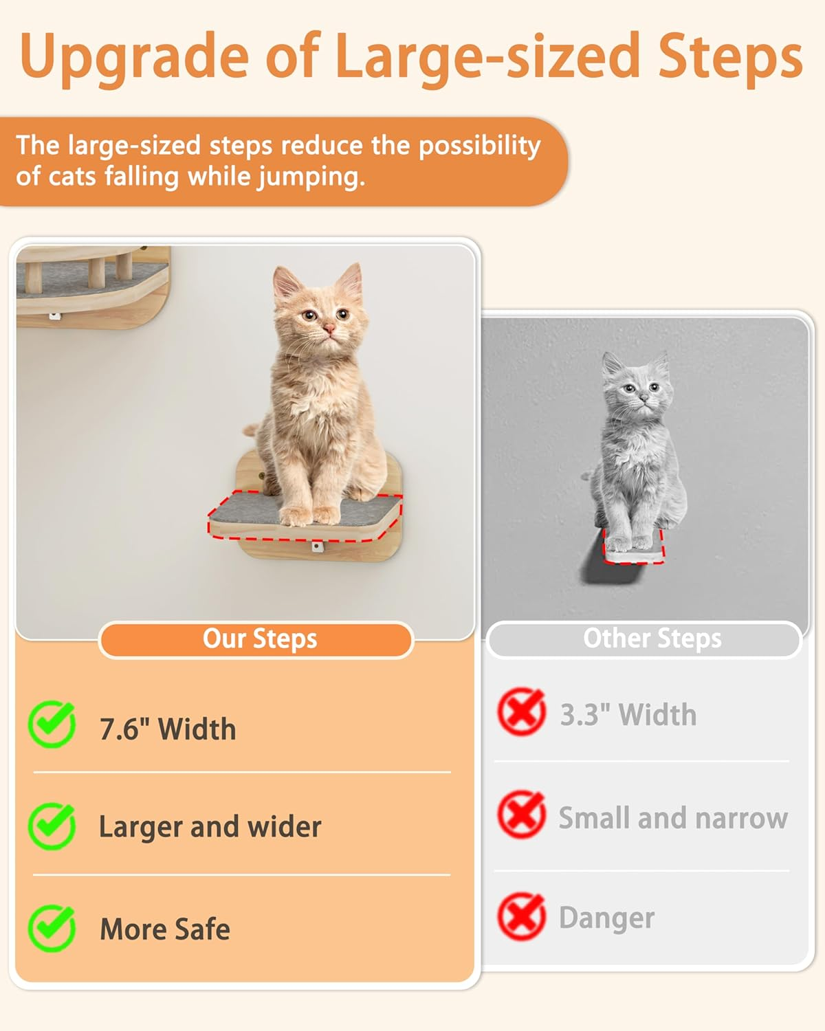 Megidok Corner Cat Climbing Shelf Perches Set Furniture, Cat Bed Wall Mounted with Soft Cushion, Modern Floating Stairs for Wall Indoor-Wood Color&shy; image number 1