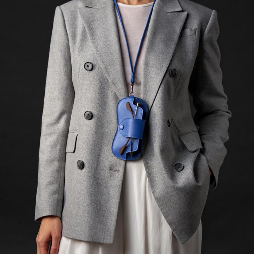 IOIUSKKU Universal Fit Leather Glasses Case Handmade Sunglass Bag with Strap Soft Leather Sunglasses Bag with Strap PU, D image number 1