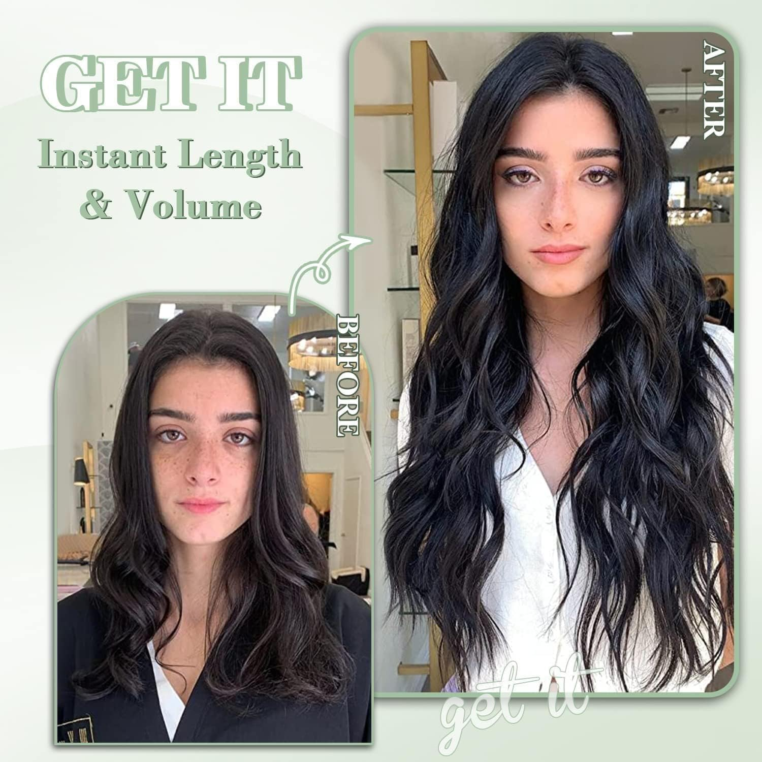 FINE plus Clip-In Extensions, 4 Pieces Long Wavy Hair Extensions Clip in Dark Brown Soft Double Weft Brunette Extensions with Clip Synthetic Hairpiece for Women - 50.8 Cm image number 1