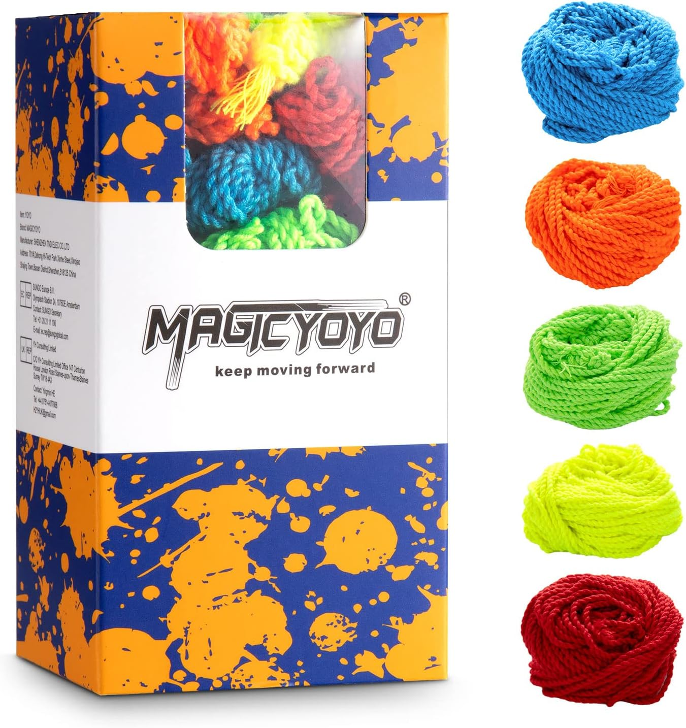 Yoyo Strings Professional 100% Polyester - Fits for Responsive and Non Responsive Yoyos -Yoyo Strings Pack of 50 (Red, Orange, Yellow, Blue, Green) (50Pcs) image number 1