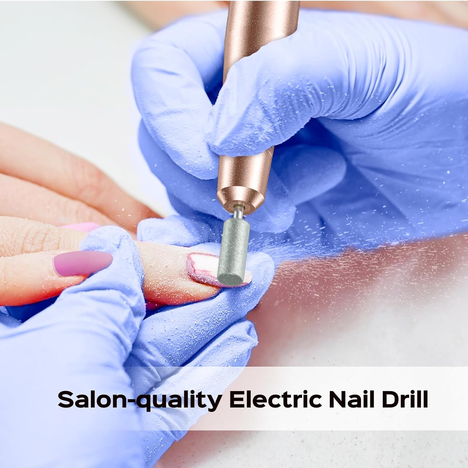 Electric Nail Drill Portable Professional: COSLUS Rechargeable Nail File for Acrylic Gel Dip Nails, Manicure and Pedicure Polishing Set, Nail Drill Bits, Sanding Bands, Suitable for Home Salon Gold image number 5