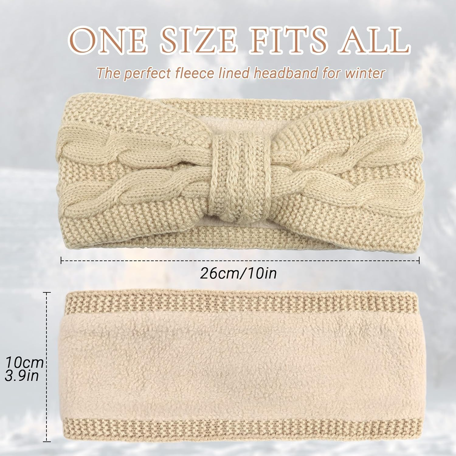 Kavya 3 Pcs Winter Cable Knit Headbands, Ear Warmer Headband for Women Thick Hair Bands for Women, Crochet Knitted Head Bands Adult Women Soft Head Wrap-A