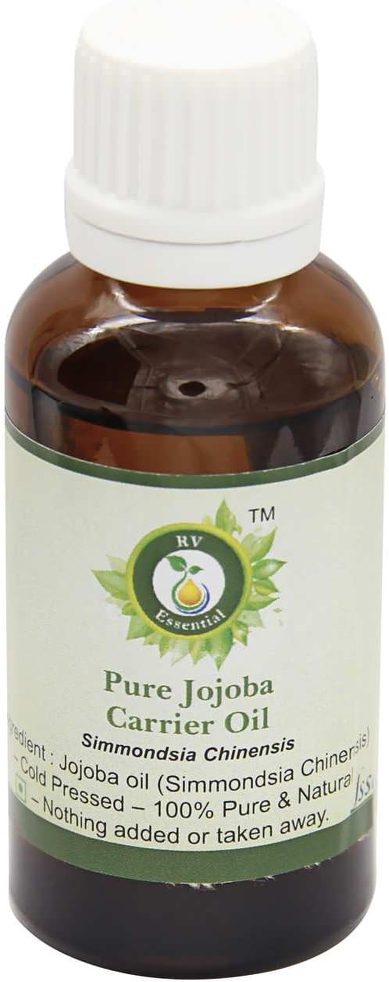 Jojoba Oil | Simmondsia Chinensis | for Face | for Hair | for Massage | for Body | for Skin | Unrefined | 100% Pure Natural | Cold Pressed | 15Ml | 0.507Oz by R V Essential image number 3