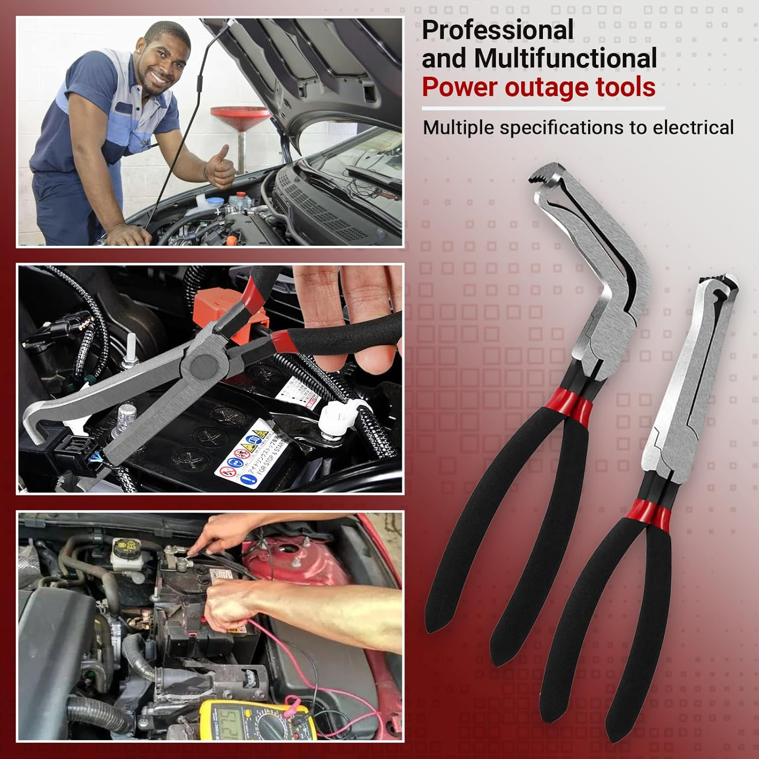 3PCS Electrical Disconnect Pliers Automotive Electrical Connector Pliers Upgraded Spark Plug Pliers Carbon Steel Hose Removal Plier Universal Fuel Line Plier for Car image number 5