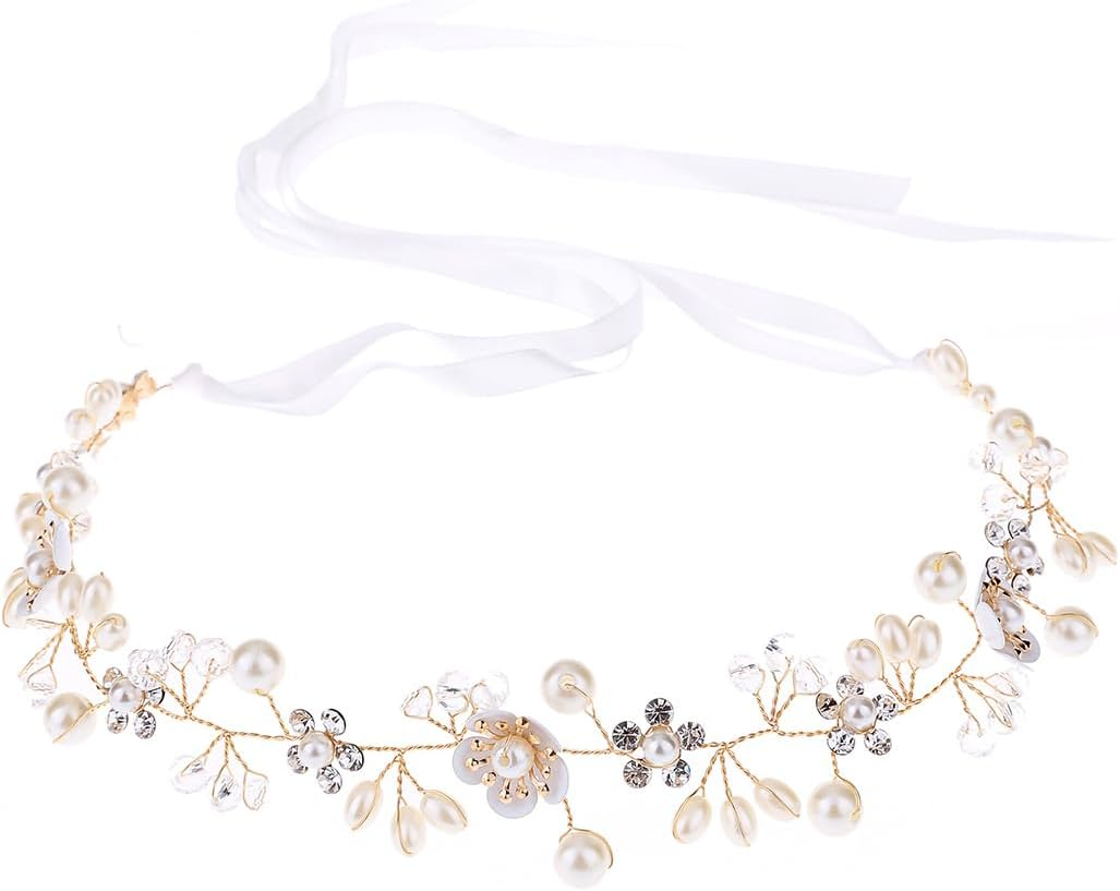 ZORVUJI Hair Accessories Communion Girls Flower Wreath Hair Children Wedding Hair Band Girls First Communion Beads Headband image number 1