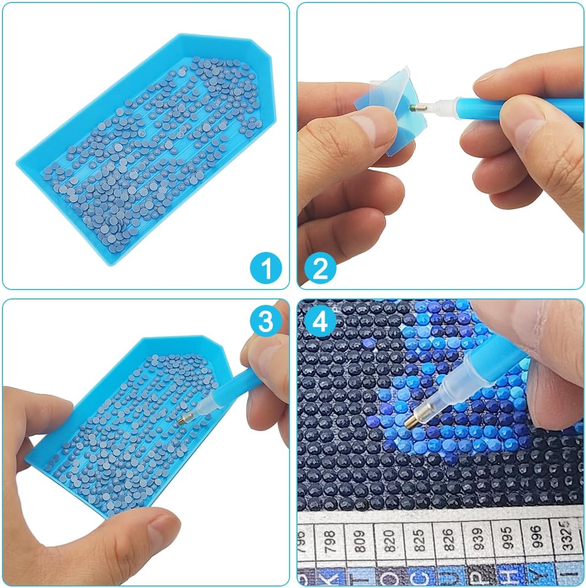 42 Pcs Diamond Art Accessories with Storage Box, Finegood Diamond Art Painting Tool Kits, 6 Diamond Art Pens, 12 Diamond Art Tray, 24 Glue Clay image number 6