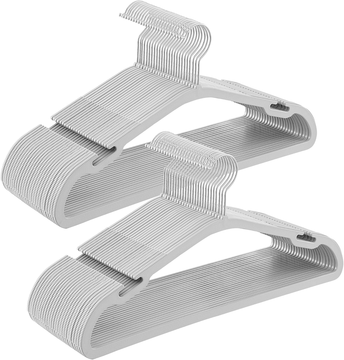 SONGMICS Coat Hangers, Pack of 30, Heavy-Duty Plastic Hangers, with Wide Shoulder Notches, Trousers Bar, 360&deg; Swivel Hook, Space-Saving, 41.6 X 21.4 Cm, for Wardrobe, Grey CRP065G01