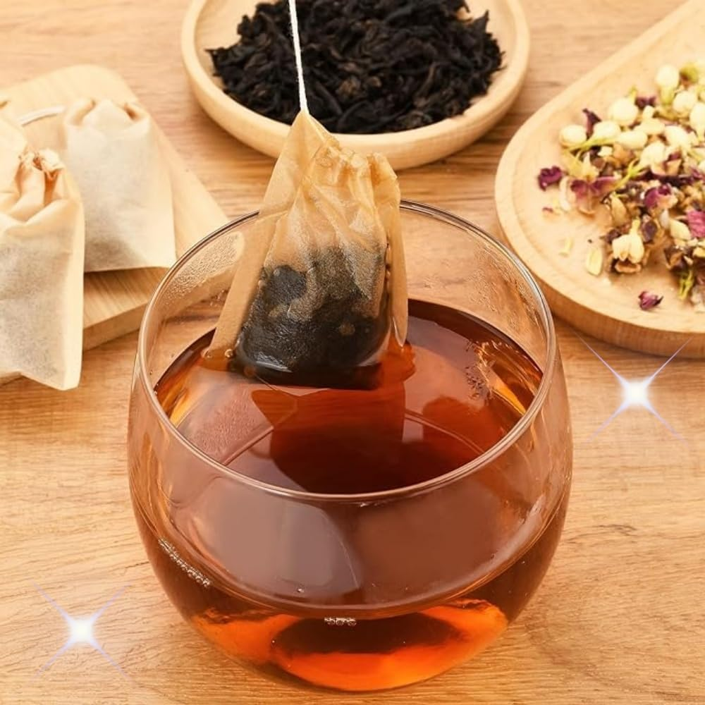 Jindizi 100 Pcs Tea Filter Bag, Natural Cotton Drawstring Seal Empty Tea Bags for Loose Leaf Herbs Teas(Round) image number 4