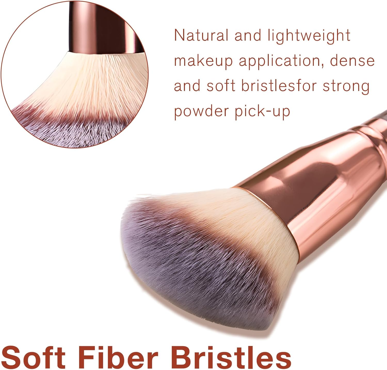 Double-Ended Foundation Makeup Brush, Angled/Round Top for Liquid, Powder & Cream Blending (Brown) image number 3