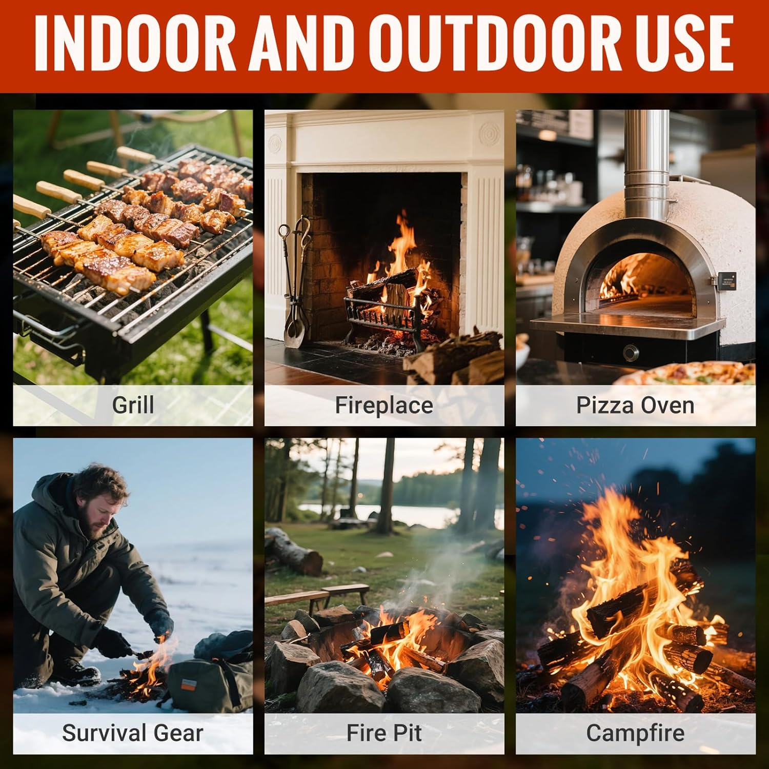 Fire Starters for Fireplace Wood Stove BBQ Campfires Chimney Unique Design Lights Faster Safe for Indoor/Outdoor Use (80)