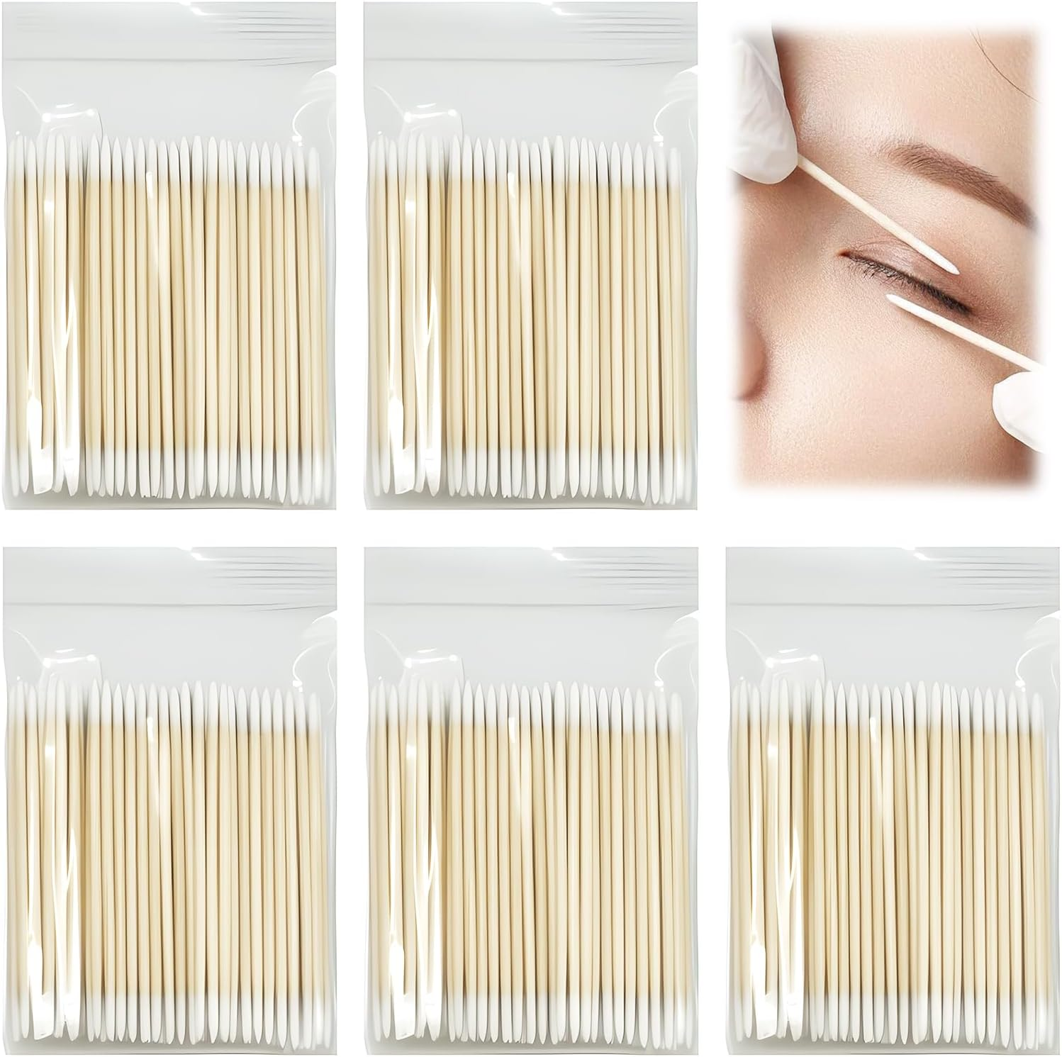 500 Pcs Pointed Tip Cotton Swabs - 4 Inch Precision Microblading Buds with Thin Wooden Handle for Makeup, Nail Polish, Cosmetic Touch Ups & Detailed Cleaning image number 2
