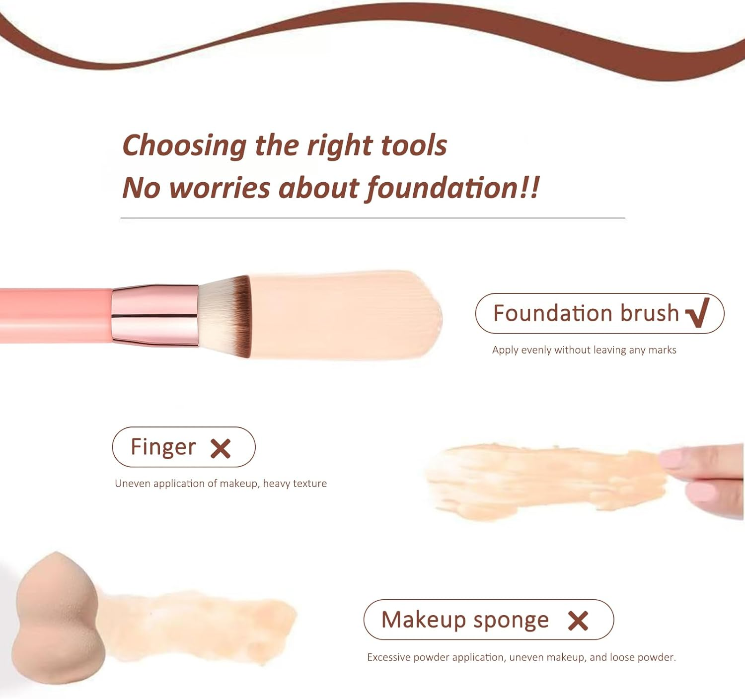 BGENHPON Makeup Brushes Foundation - Synthetic Kabuki Professional Brush for Liquid Cream Powder Mineral Buffing Stippling and Blending Face Makeup Tools image number 1