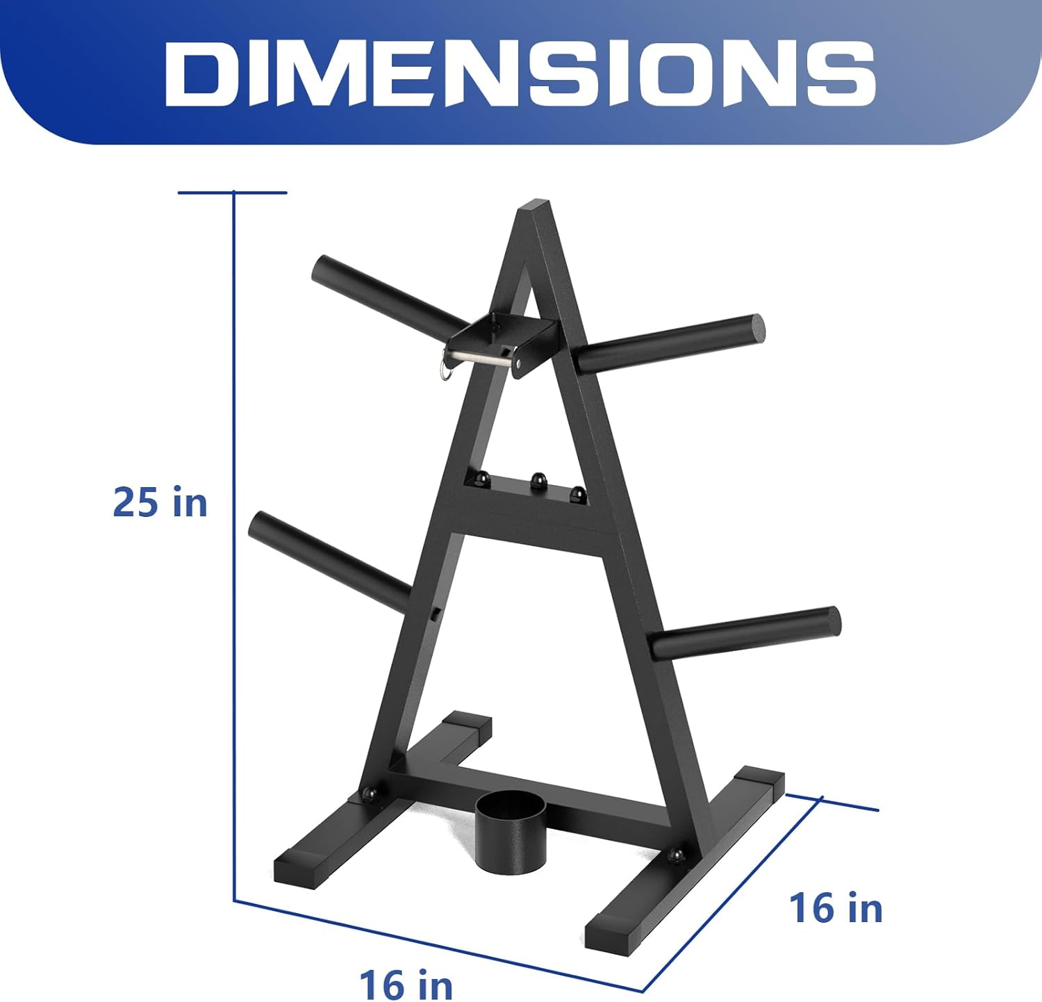 A-Frame Weight Plate Tree for 1" Olympic Plates - Holds 300 Lbs, Dumbbell Rack and Home Gym Storage Stand - Organize Your Workout Area ! image number 6