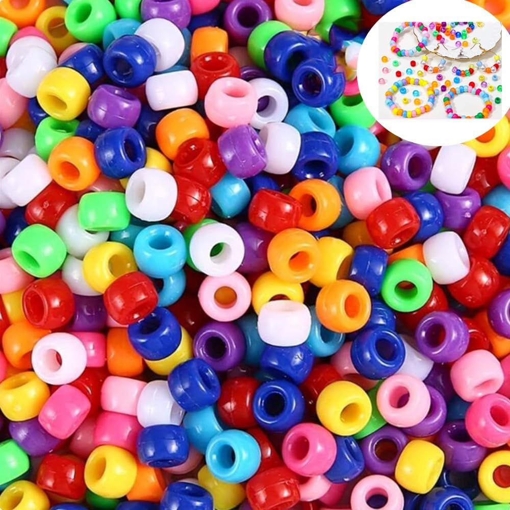 1900 Pcs Halloween Pony Beads, Mini Orange White Blue Red Green Purple and Black round Plastic Beads for DIY Bracelets, Necklace, Key Chain, Hair Braids, Making Crafts (6 X 9Mm). image number 5
