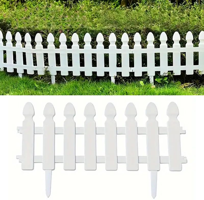 Springup 4Pcs/Set 48X29Cm(Each) No Dig Fence Border Insert White Plastic Fence Garden Picket Fence Edgings Lawn Flowerbeds Plant Borders Outdoor Landscape Decor Yard & Patio image number 2