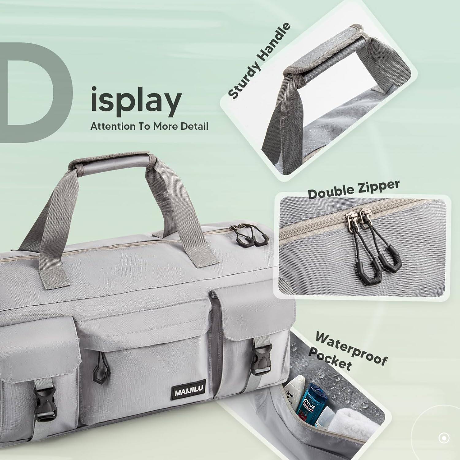 Gym Bag for Men Women Sports Gym Bag with Shoe Compartment and Wet Pocket Gym Duffel Bag Travel Bag Training Bag Weekender Bag for Sport Fitness Travel image number 3