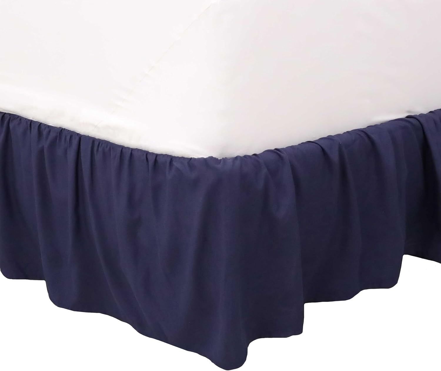 Martex Queen Ruffle Bed Skirt | Easy Fit Bed Skirts | Microfiber Bed Skirt | 15 Inch Drop | Hotel Quality Bedskirt | Navy