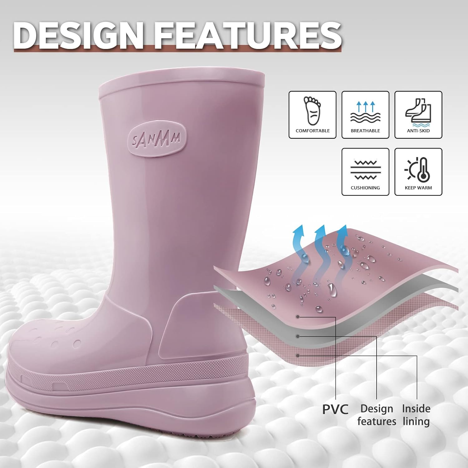 Rain Boots for Women and Men, Comfort Lightweight Cute Rubber Boots, Women'S Mid Calf Waterproof Garden Boots, Platform Rubber Chelsea Ankle Adult Soft Rain Shoes and Outdoor Work Shoes image number 2