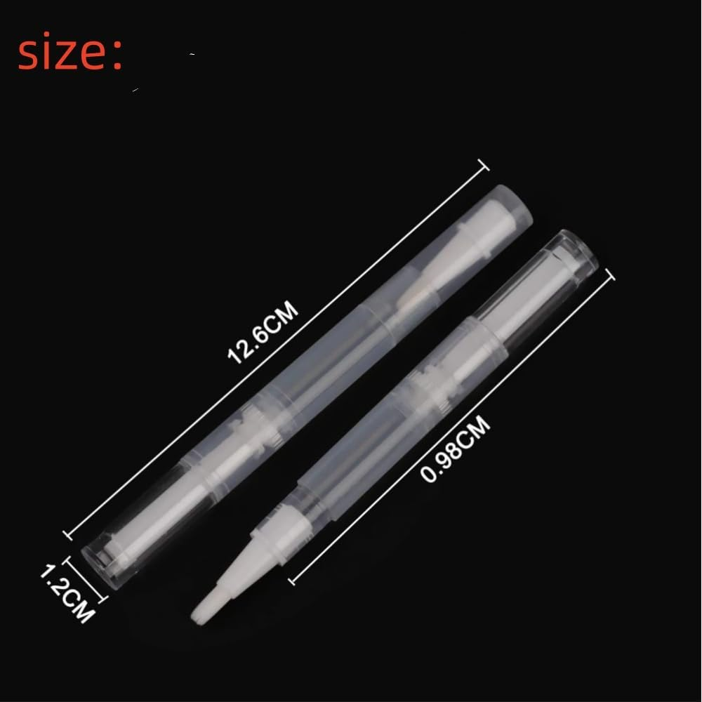 DACUAN Cosmetic Container Pen, 6 Pcs Empty Nail Oil Pen with Brush Tip, 3 Ml Empty Transparent Twist Pen Liquid Tube with Nail Oil Pen Brush Tip for Gloss Eyelash Growth