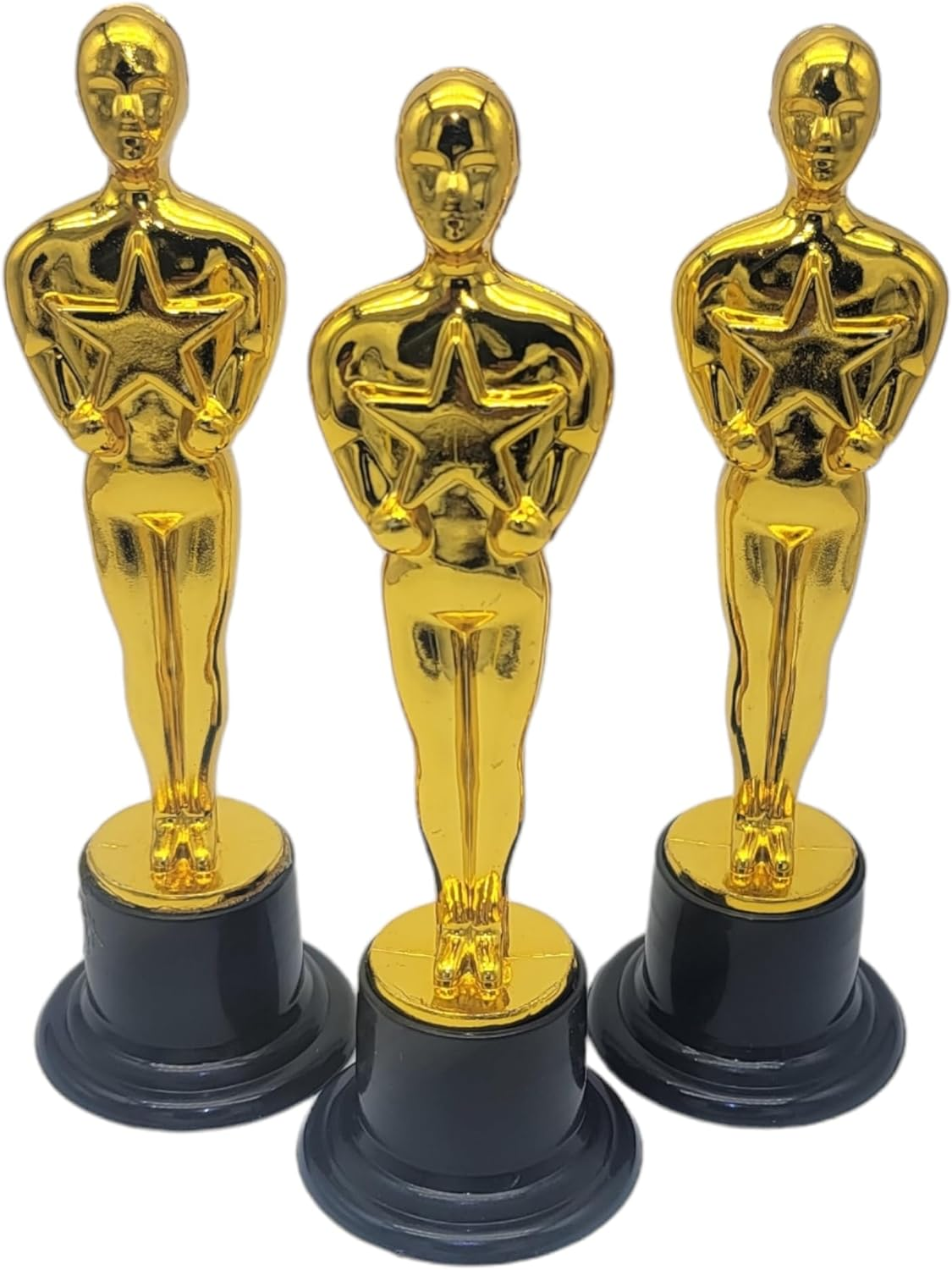 Gold Award Trophies (6 Pack) (6 Inches) Bulk Golden Plastic Statues. Standing Man Award Holding a Large Star Trophy for Movie Sport Ceremony Birthday Prize (Gold Award Trophy, 6) image number 1