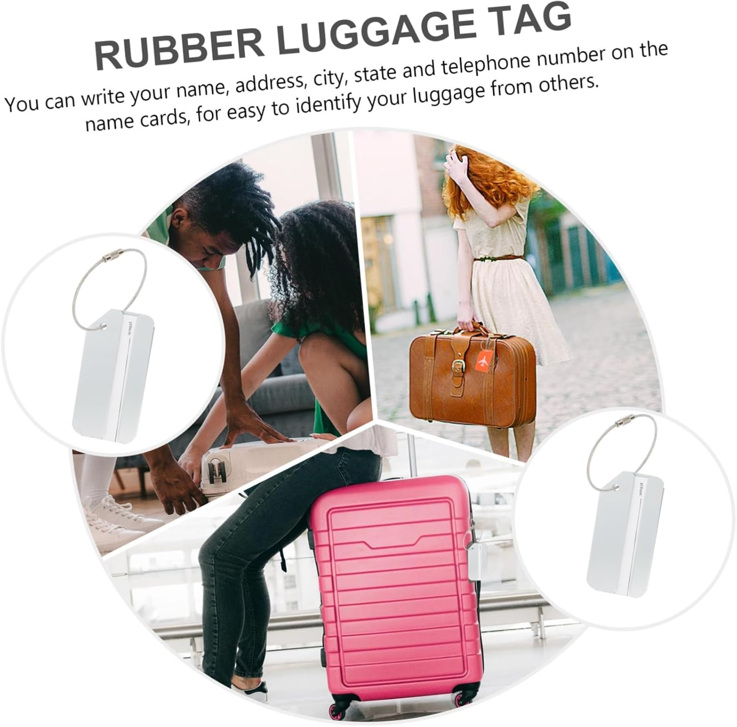 CLISPEED 6Pcs Luggage Tag Aluminum Alloy Travel Checked Boarding Suitcase Tag for Luggage Identification at Airport image number 1