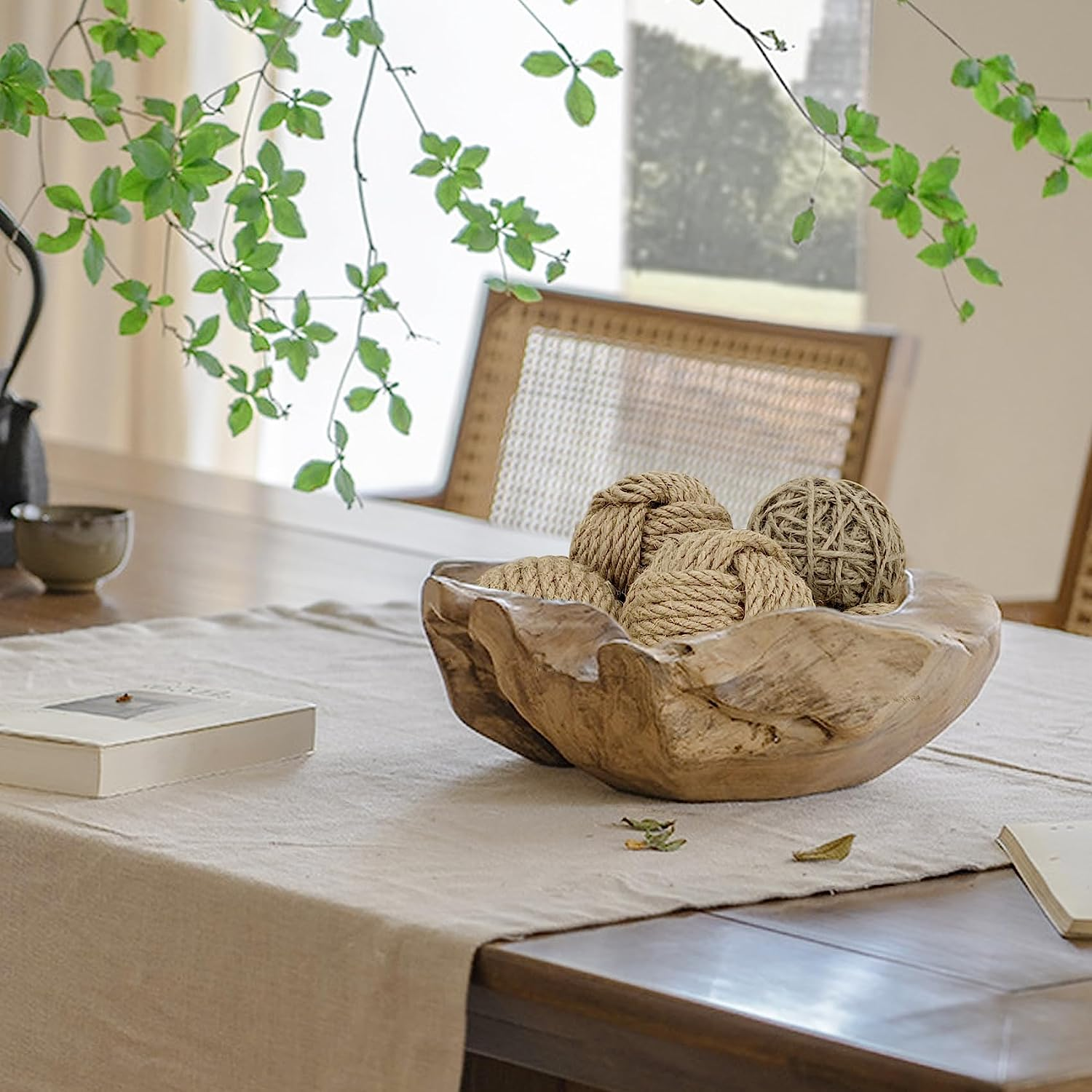 Decorative Balls for Centerpiece Bowls, Orbs Decorative Dough Bowl Fillers for Home Decor, Jute Rope Spheres Decorative Farmehouse, Vase Filler Balls 8 Pcs image number 4