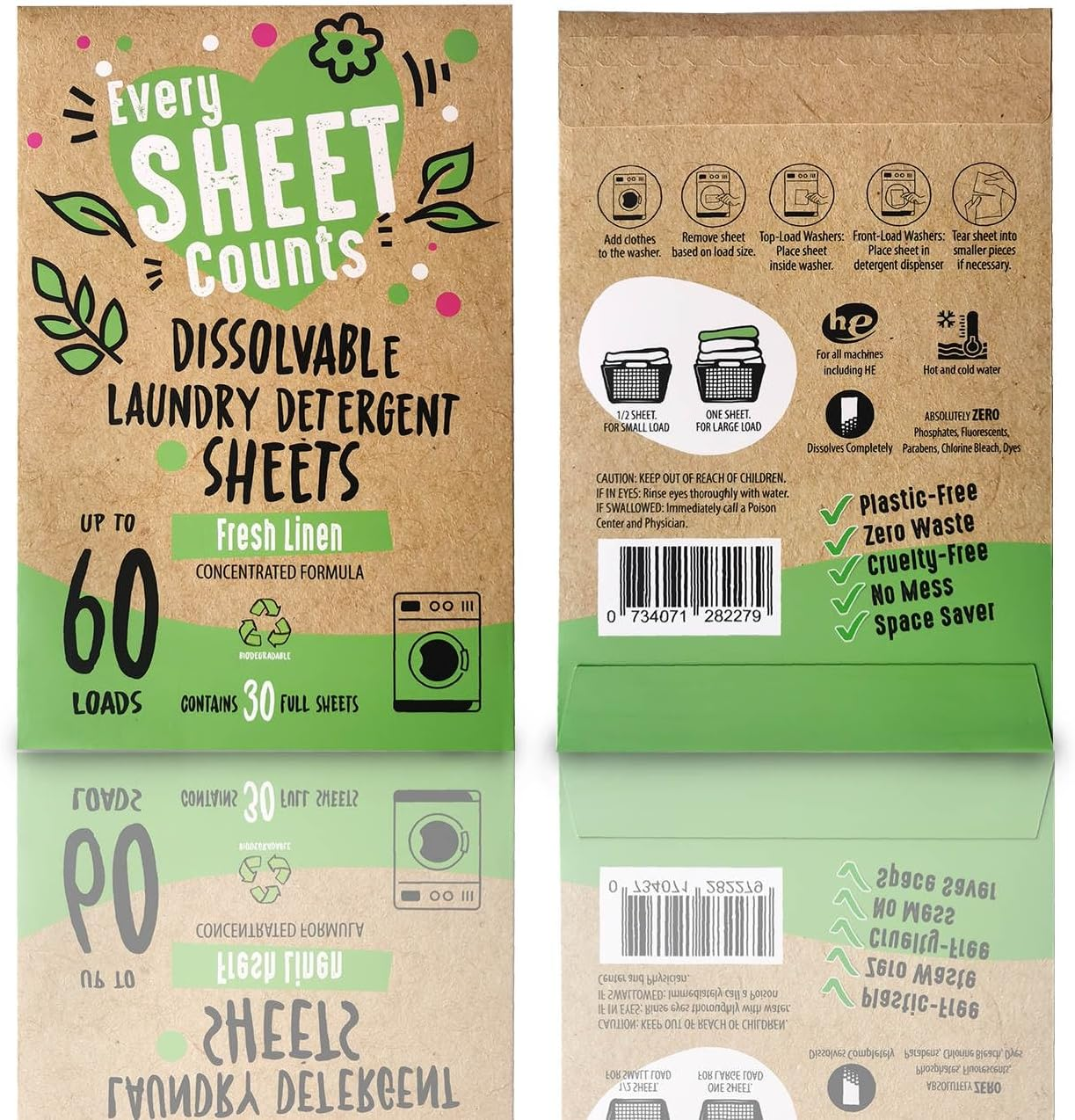 Laundry Detergent Sheet, Fresh Linen Scent, Biodegradable, Eco Friendly, Travel Size image number 5