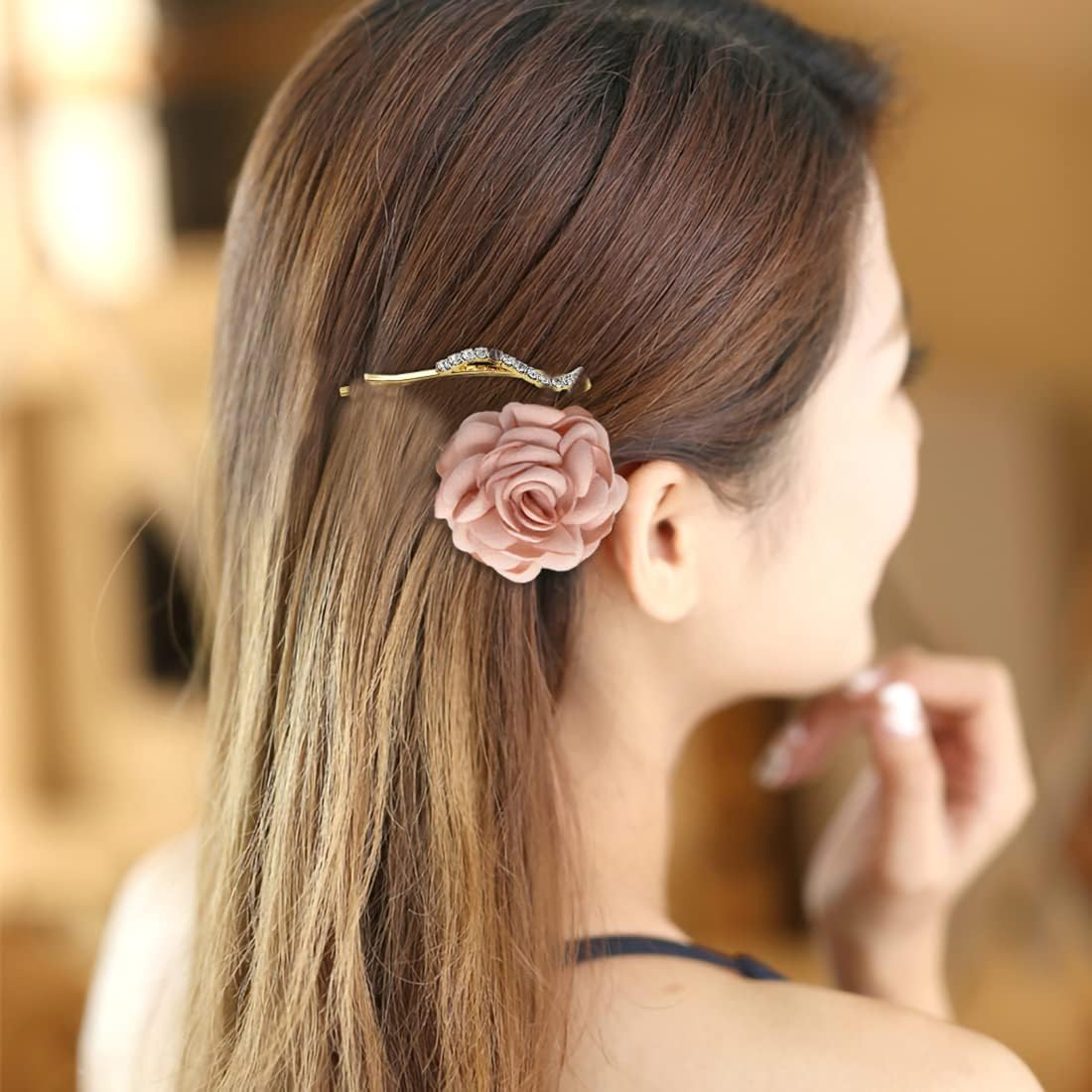 8 Pcs Clear Rhinestone Bobby Pin Crystal Hair Pin Metal Hair Clips Luxury Bling Diamond Barrettes Wedding Bridal Shower Hair Accessories Decorations for Lady Women Girls,,4 Styles, Gold / Silver