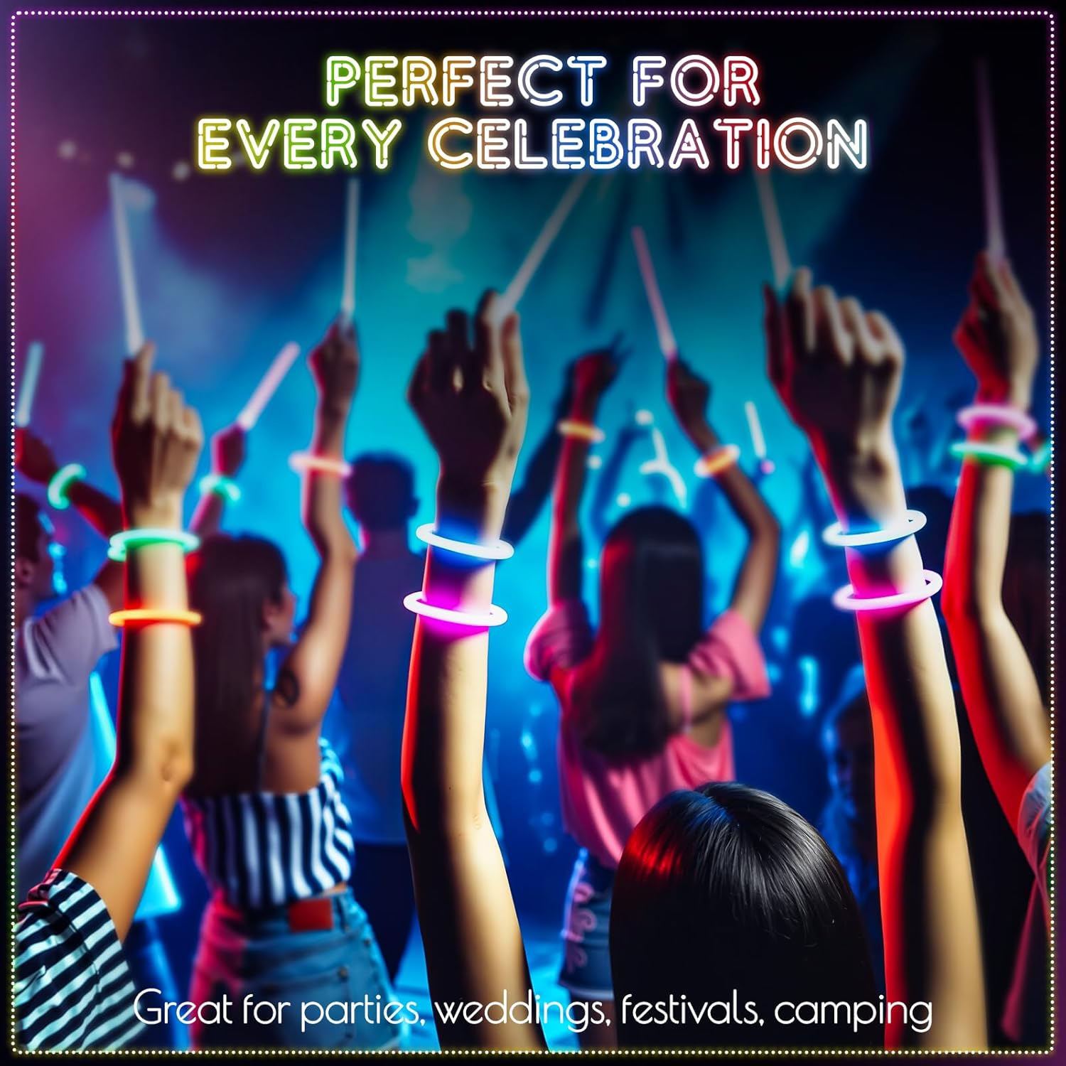 Wukong Glow Sticks 120 PCS - Ultra Bright 6 Colours Glow in the Dark Party Supplies with Connectors for Bracelet Necklace, Glowsticks Party Favours for Halloween, Christmas, Birthday Party Decoration image number 5