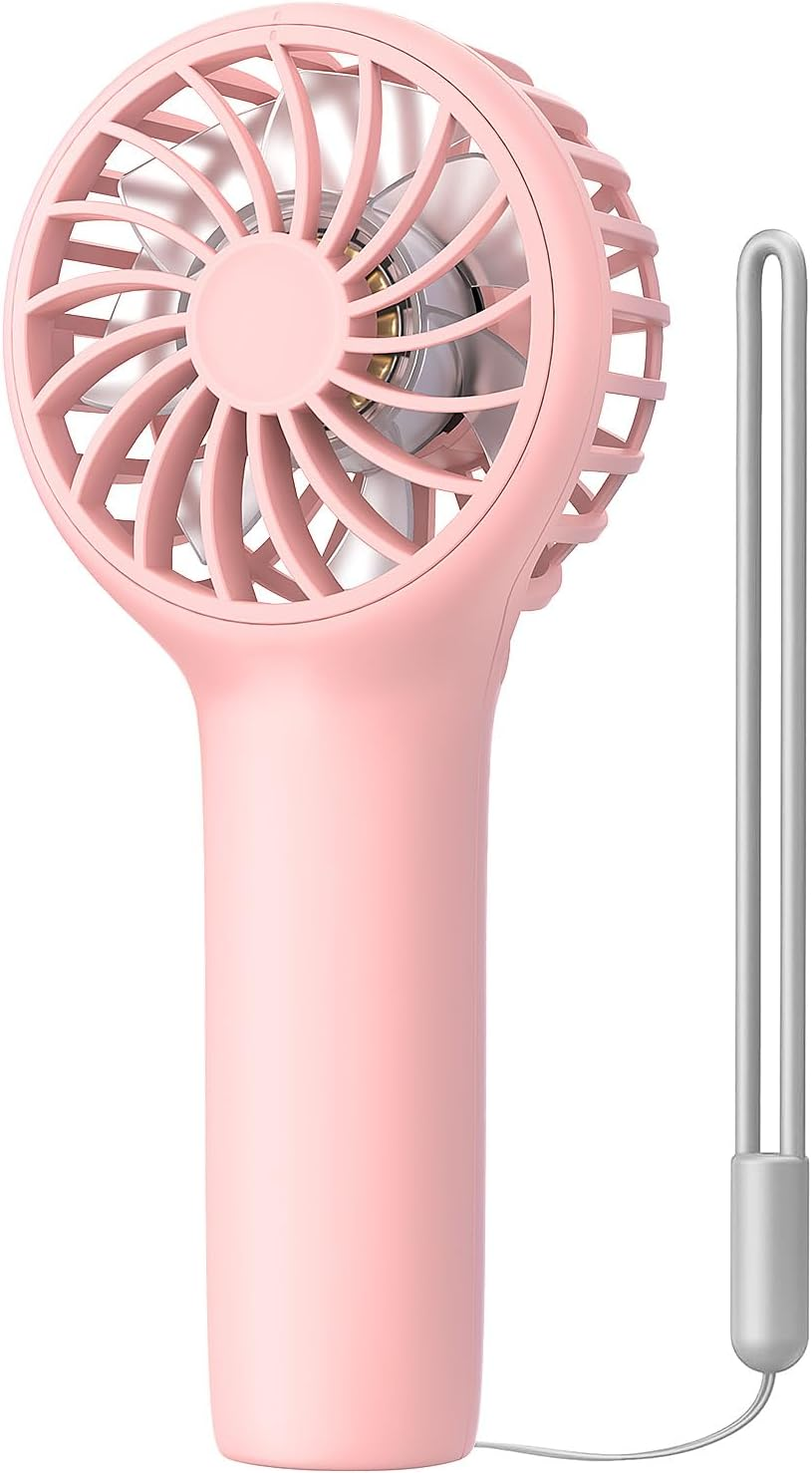 Easyacc Mini Handheld Fan Portable Personal Pocket Fan 5.5-17H 3 Speeds with Lanyard and Detachable Base Cooling Desk Fan for Kids Elderly Women for Travel and Home