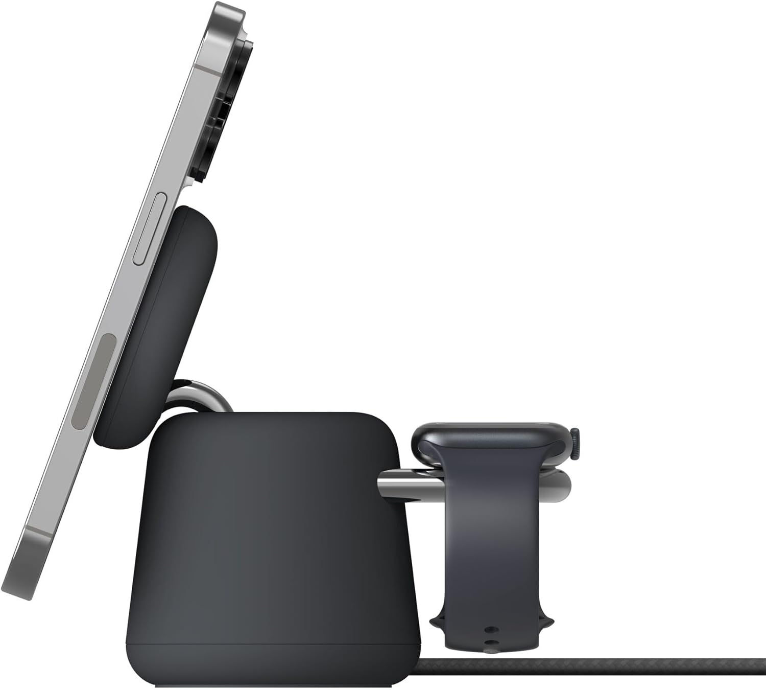 Belkin Boostcharge Pro 2-In-1 Charging Station with Qi2, 15W, Magsafe Compatible, for Iphone 17, Iphone Air, Pixelsnap, Apple Watch, Airpods, AC Adapter Included - Black image number 2