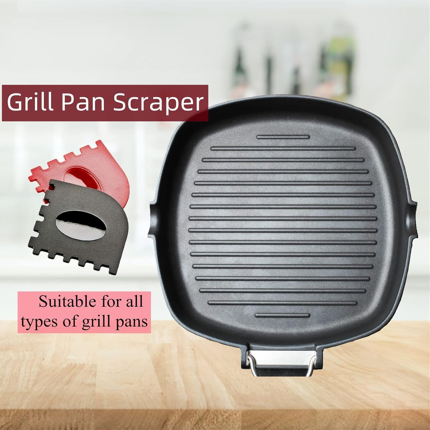 Ksngtixe 4Pcs Grill Scraper for Cast Iron & Non-Stick Pans, Heavy Duty BBQ Griddle Cleaner Tool with Ergonomic Slip Grip - Durable Kitchen Scraper for Easy Cleaning image number 4